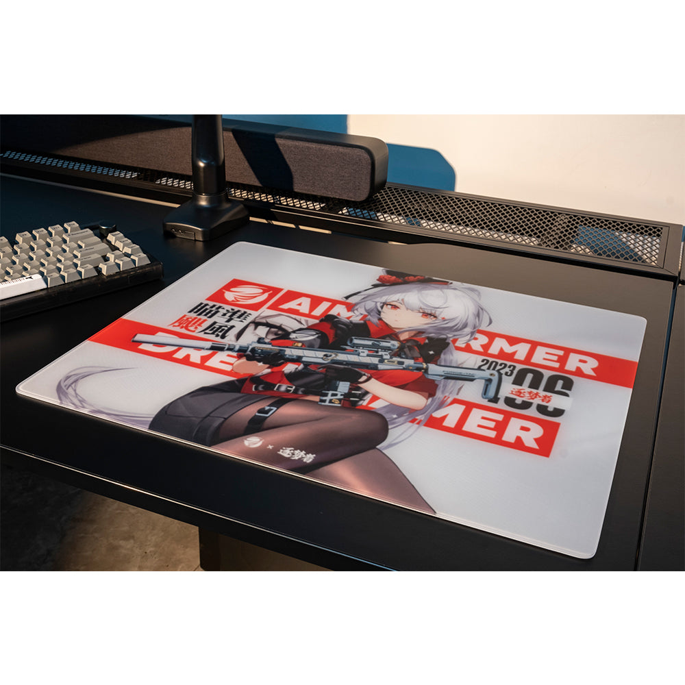 Dream Gamer Float Glass Mousepad AIMSTORMER White