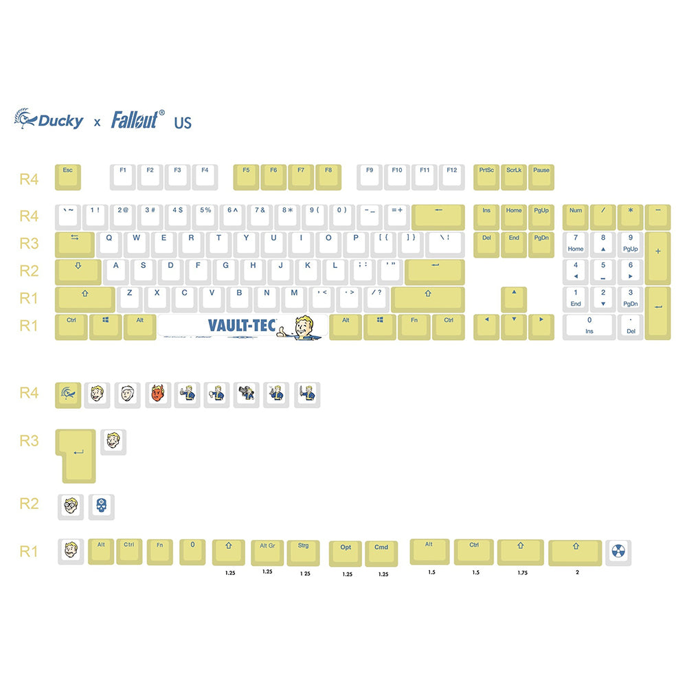 【限定】Ducky x Bethesda Fallout 132 Key Cherry Profile Dye Sub PBT Keycap Set