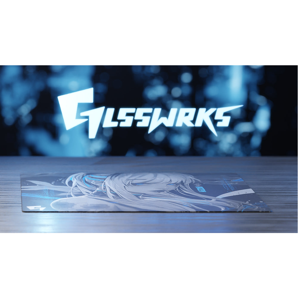 【2025年始棚卸キャンペーン】GLSSWRKS Kazemi Premium Glass Mousepad Blue 490x420mm【他商品との同梱不可】