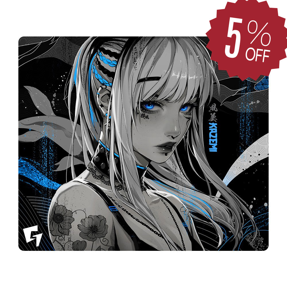 【2025年始棚卸キャンペーン】GLSSWRKS Kazemi Premium Glass Mousepad Blue 490x420mm【他商品との同梱不可】