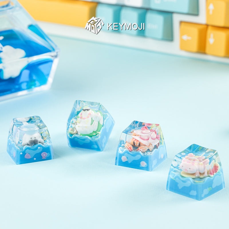 KEYMOJI Pool Party Artisan Keycap for Cherry MX Switches Chill Salamander