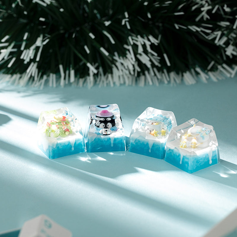 KEYMOJI Snow World Artisan Keycap for Cherry MX Switches Christmas Gift