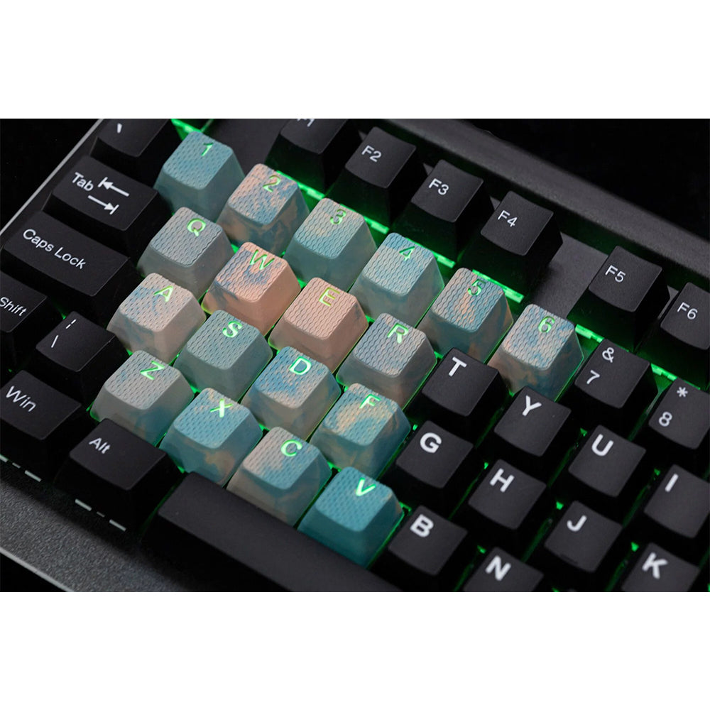 Tai-Hao Rubberized Gaming Keycap Mark II - 23keys Green & Peach Camo