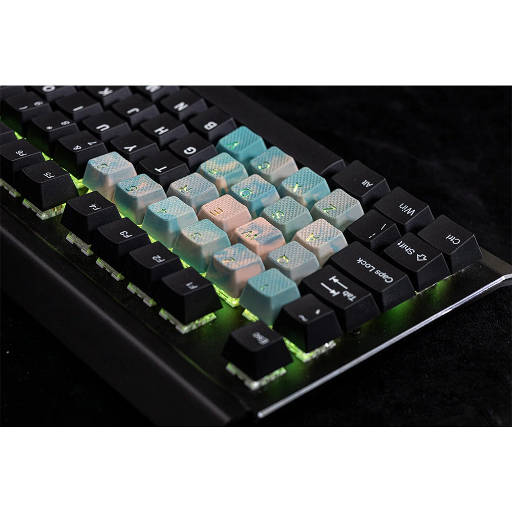 Tai-Hao Rubberized Gaming Keycap Mark II - 23keys Green & Peach Camo