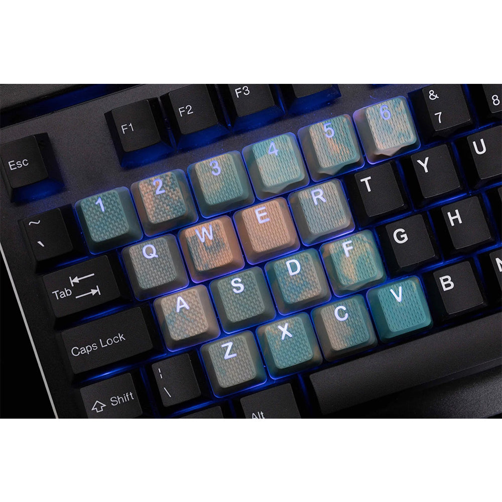 Tai-Hao Rubberized Gaming Keycap Mark II - 23keys Green & Peach Camo