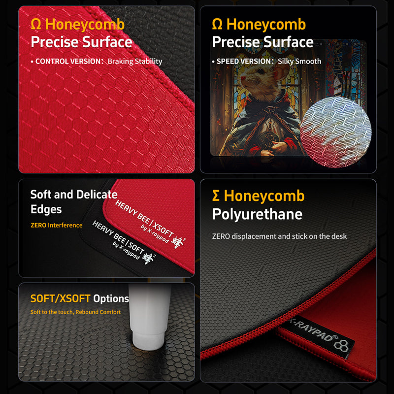 X-raypad Unique Heavy Bee eSports Mousepad Red (CONTROL VERSION)