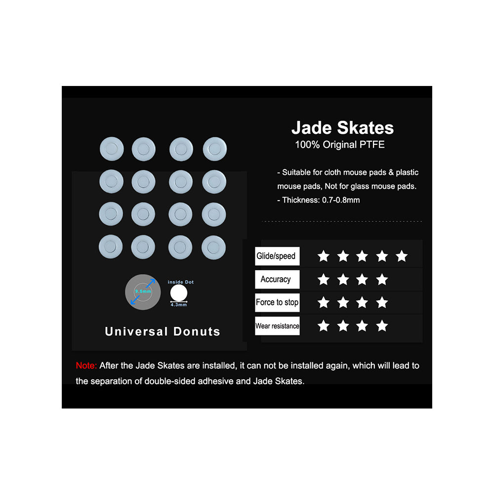 X-raypad Jade Speed Mouse Skates Universal 0.8mm PTFE Donuts 32個入り