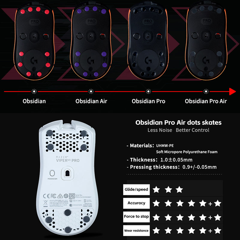 X-raypad Obsidian PRO Air UPE Universal Dot Mouse Skates 40個入り