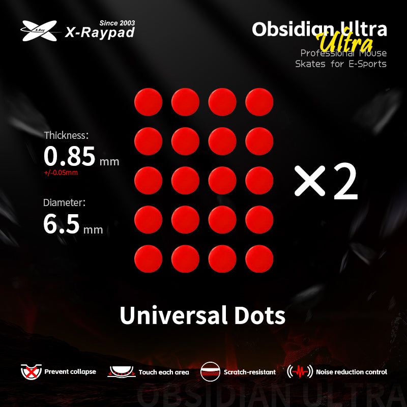 X-raypad Obsidian Ultra Masterful Control Mouse Skates Universal 0.85mm PTFE Dots 40個入り