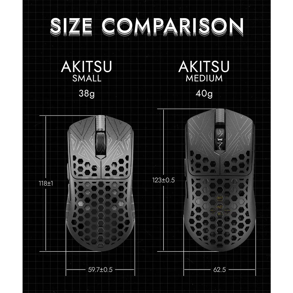 Arbiter Studio AKITSU MEDIUM 40g Carbon Fiber 8K Wireless Gaming Mouse White