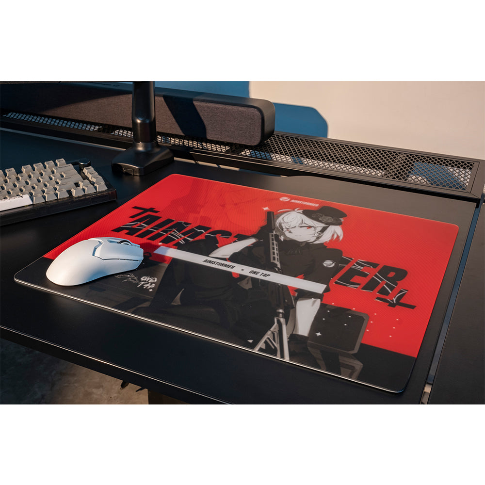 Dream Gamer Thunder Glass Mousepad AIMSTORMER Red【他商品との同梱不可】