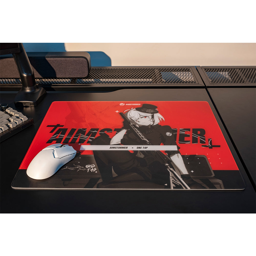 Dream Gamer Thunder Glass Mousepad AIMSTORMER Red【他商品との同梱不可】