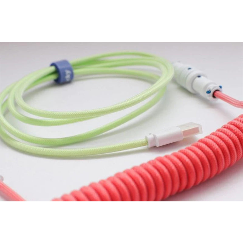 Ducky Premicord Custom Coiled USB Cable Strawberry Frog