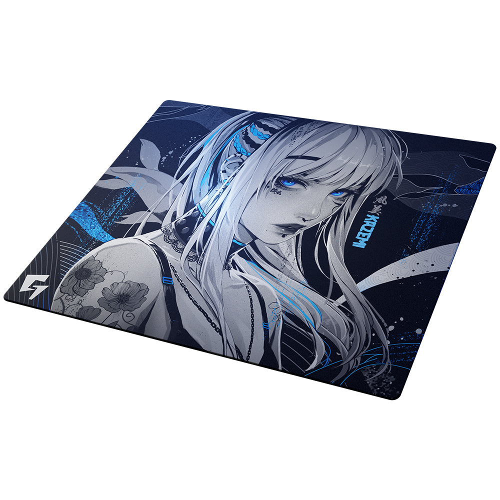 【2025年始棚卸キャンペーン】GLSSWRKS Kazemi Premium Glass Mousepad Blue 490x420mm【他商品との同梱不可】