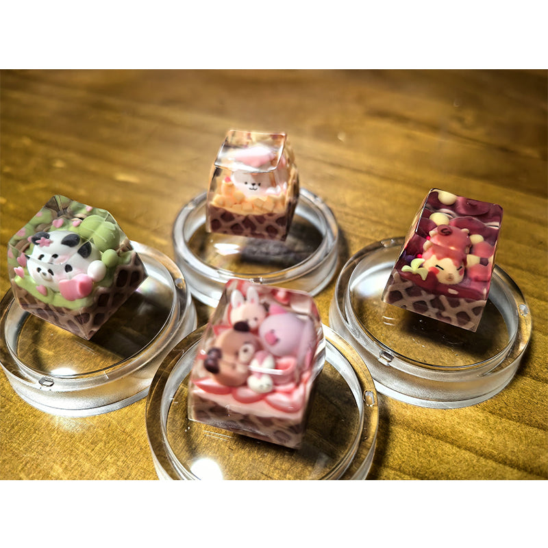 KEYMOJI Animal Ice Cream Artisan Keycap for Cherry MX Switches Strawberry
