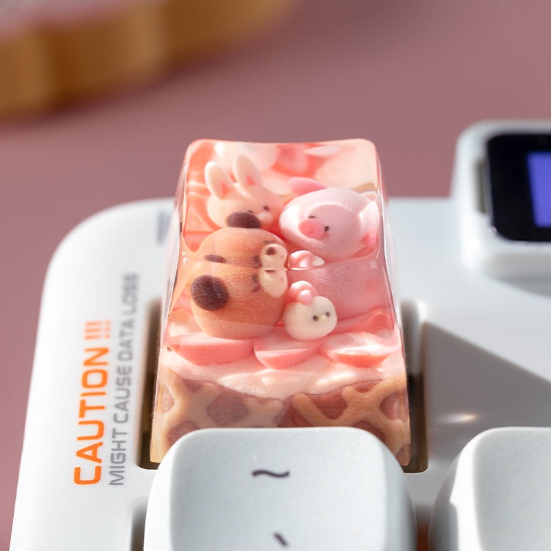 KEYMOJI Animal Ice Cream Artisan Keycap for Cherry MX Switches Strawberry