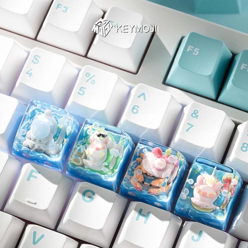 KEYMOJI Pool Party Artisan Keycap for Cherry MX Switches Chill Salamander