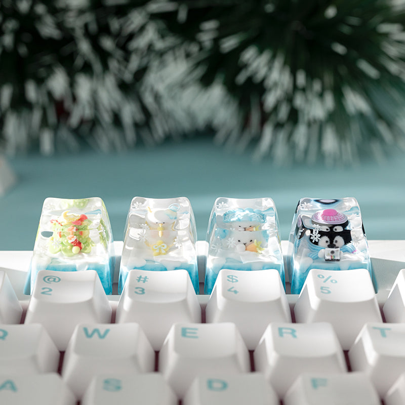 KEYMOJI Snow World Artisan Keycap for Cherry MX Switches Snowy Bunny