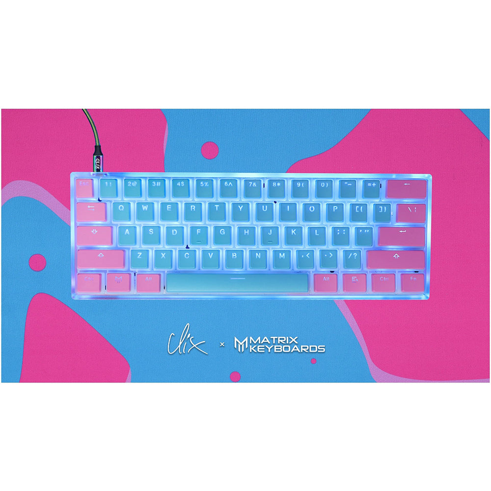 Matrix Keyboards Clix x Matrix Official Keyboard Clix 1.5 Transparent Case Blue Inside