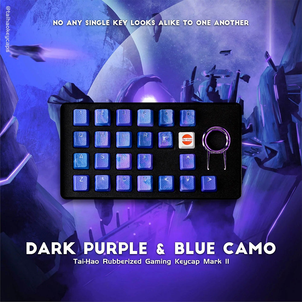 Tai-Hao Rubberized Gaming Keycap Mark II - 23keys Dark Purple & Blue Camo