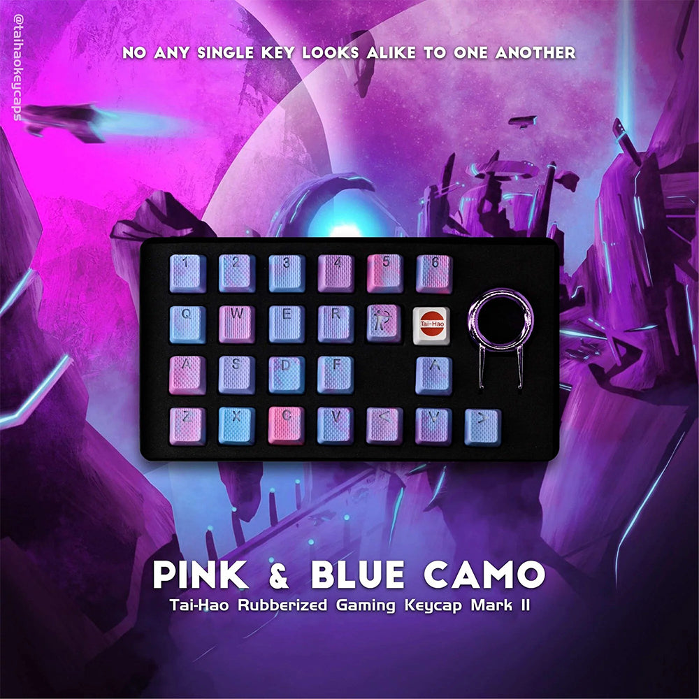 Tai-Hao Rubberized Gaming Keycap Mark II - 23keys Pink & Blue Camo