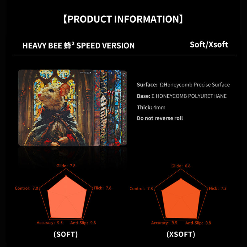 X-raypad Unique Heavy Bee eSports Mousepad Orthodox (SPEED VERSION)