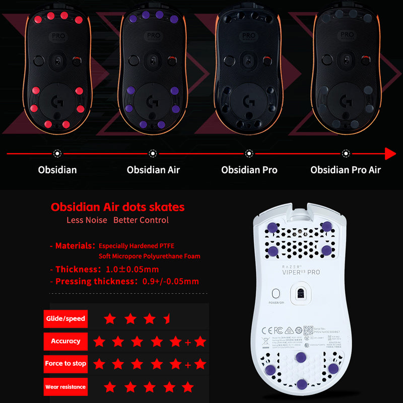 X-raypad Obsidian Air PTFE Universal Dot Mouse Skates 40個入り