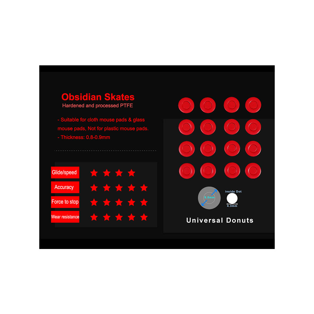 X-raypad Obsidian Control Mouse Skates Universal 0.8mm PTFE Donuts 32個入り