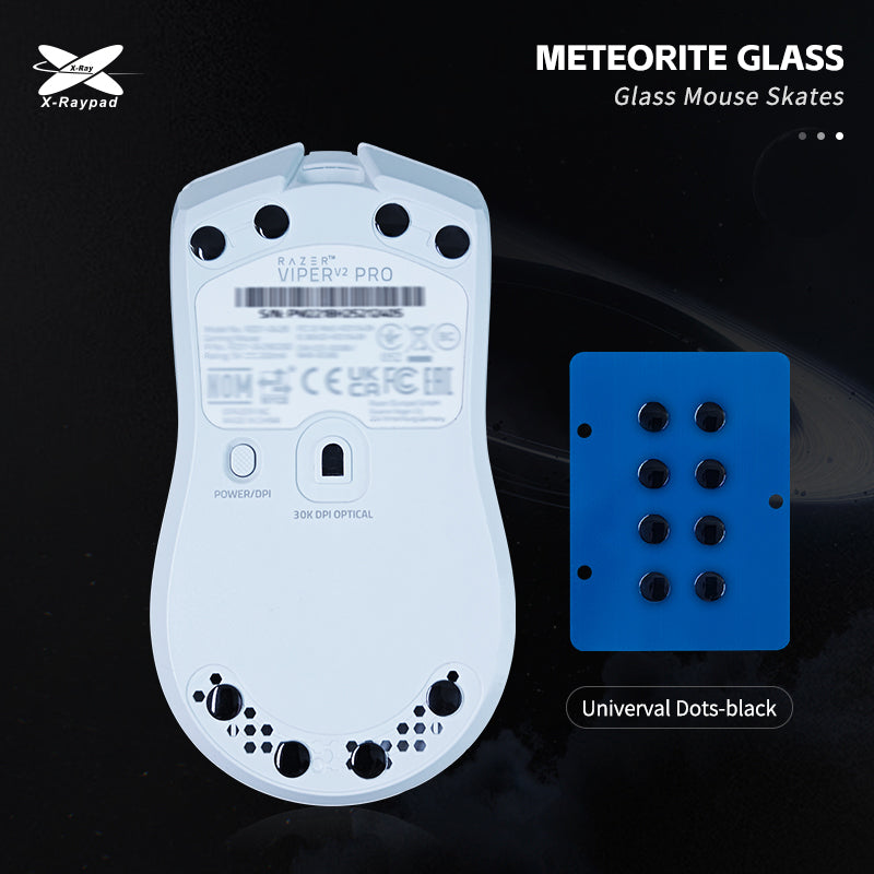 X-raypad Meteorite Glass Mouse Skates Universal DIY Dots Black 8個入り