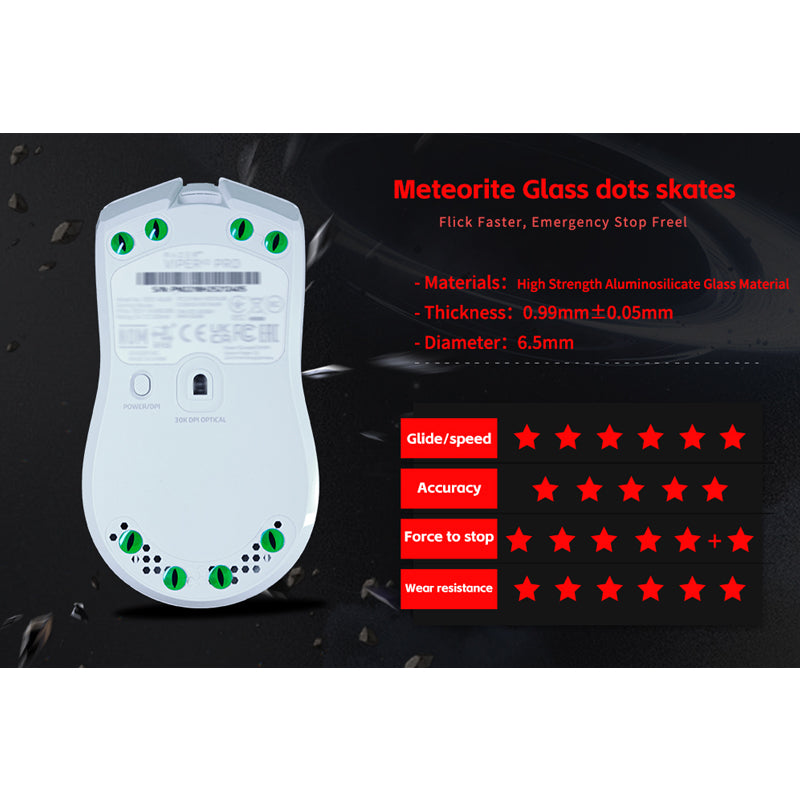 X-raypad Meteorite Glass Mouse Skates Universal DIY Dots Black 8個入り