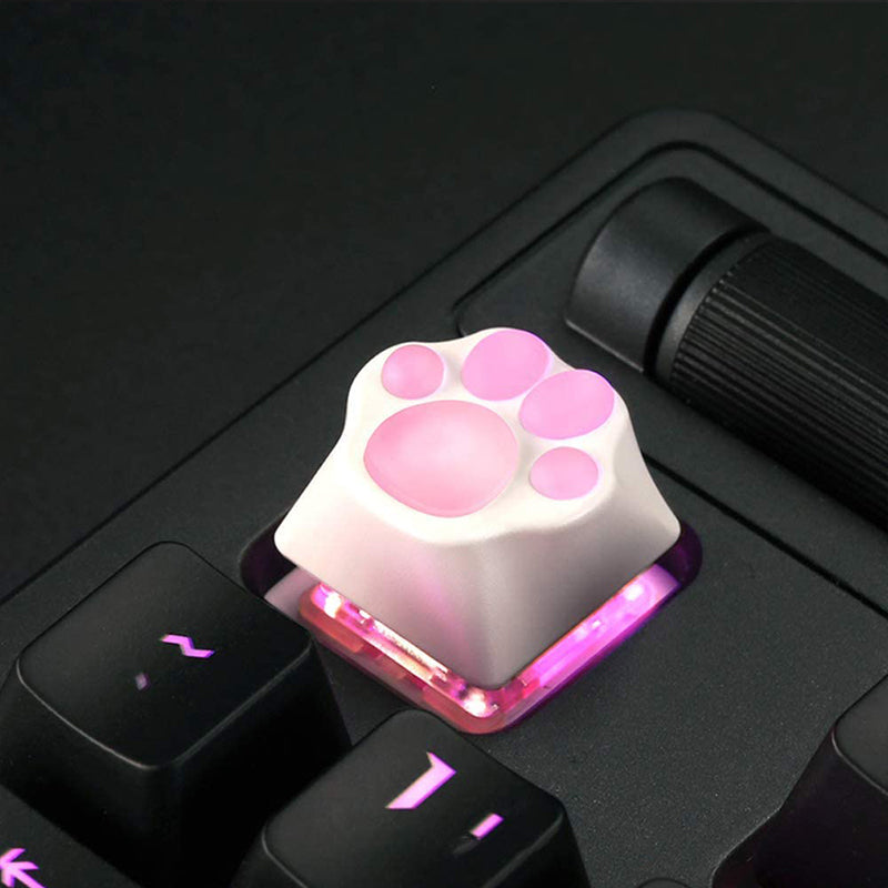 ZOMO PLUS Aluminum & Silicone Kitty Paw Artisan Keycap White x Transparent