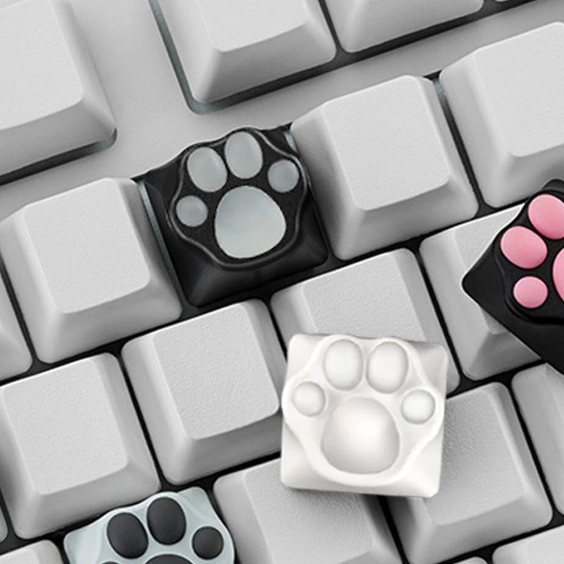 ZOMO PLUS Aluminum & Silicone Kitty Paw Artisan Keycap White x Transparent